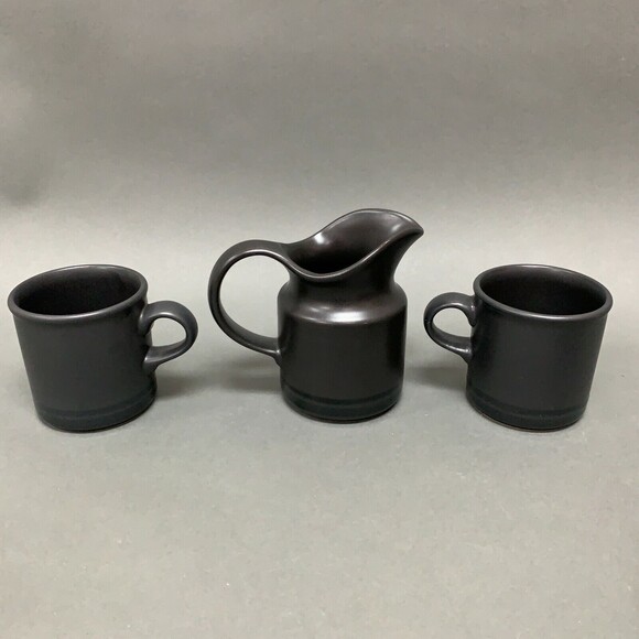 Pfaltzgraff Midnight Sun Black Creamer and 2 Cups Lot of 3 - Picture 3 of 8